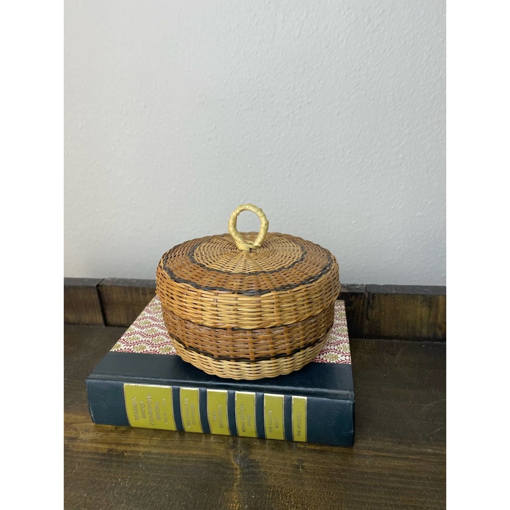 Vintage Basket Covered Small Basket Trinket